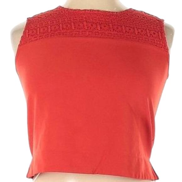 NYLA Lace Embellished Neckline Sleeveless Blouse - Size Large, Red - Picture 8 of 8